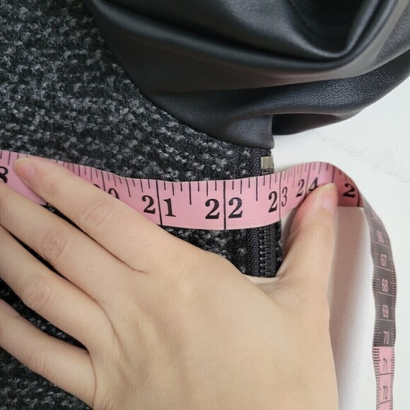 G.H. Bass & Co. Wool Knit Faux Vegan Leather Long Sleeve Tweed Knit Jacket Coat - Picture 10 of 14